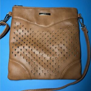 Brown Faux Leather Adjustable Crossbody Bag